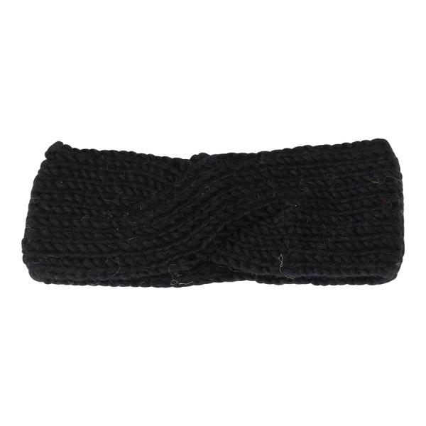 Schwarz tolles sehr feines Stirnband 100% Wolle mit Fleece gefüttert Handarbeit Nepal